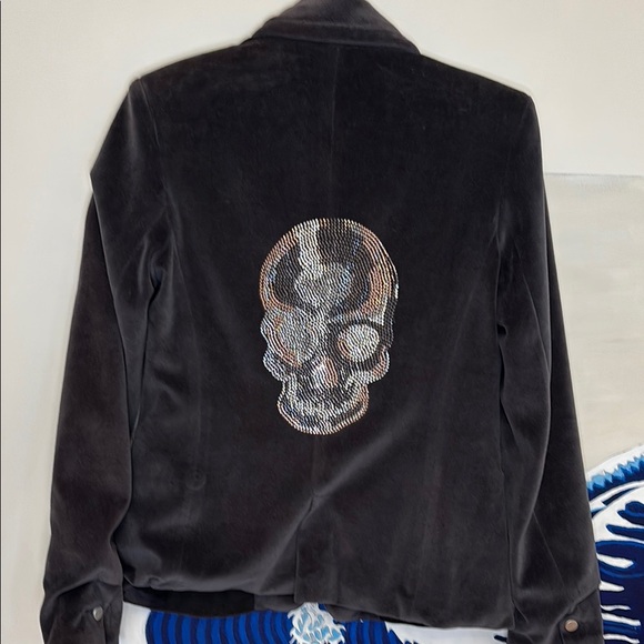 Hipchik Couture Rhinestone Dark Gray Skull Blazer –  Size 8 NWT - Picture 6 of 13
